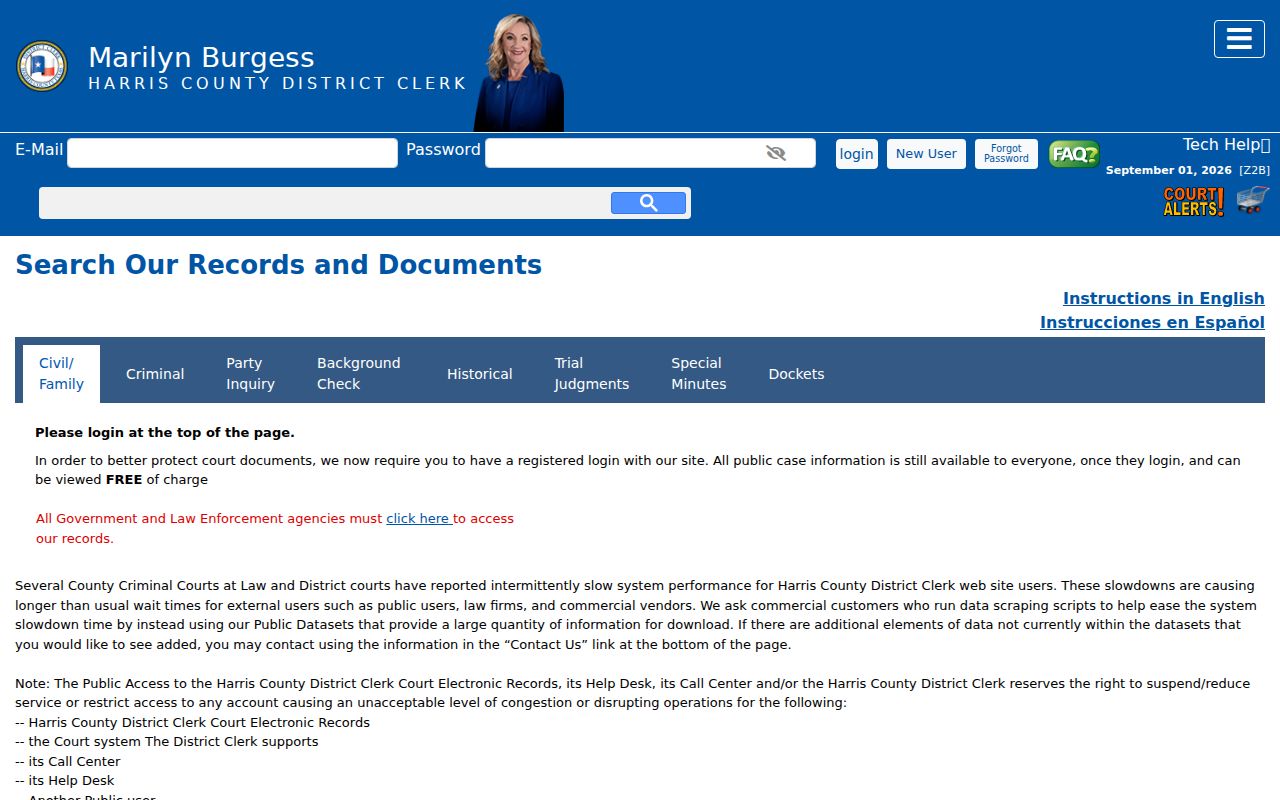 Atascocita residents directory Harris County District Clerk party search