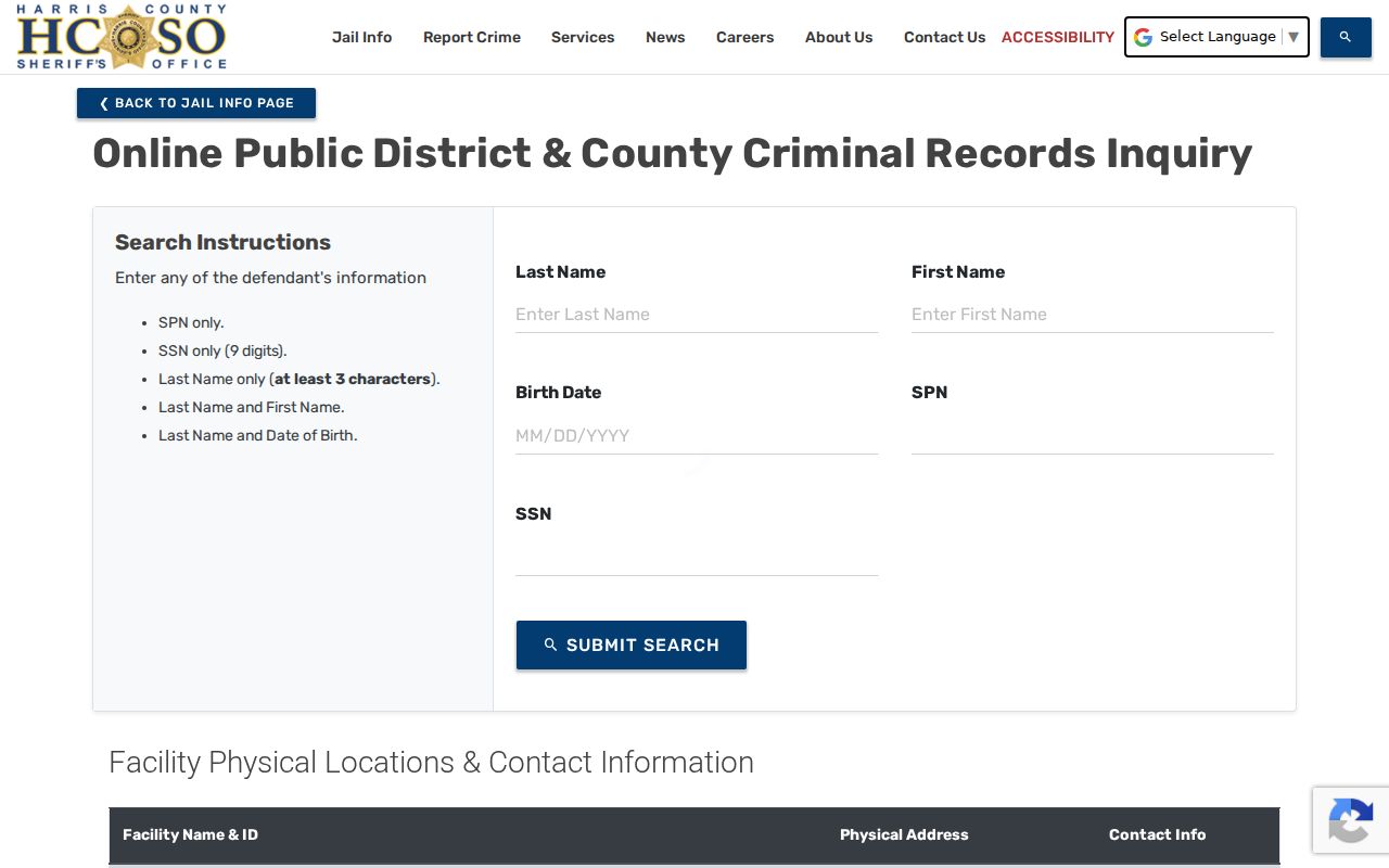 Atascocita residents directory Harris County jail search