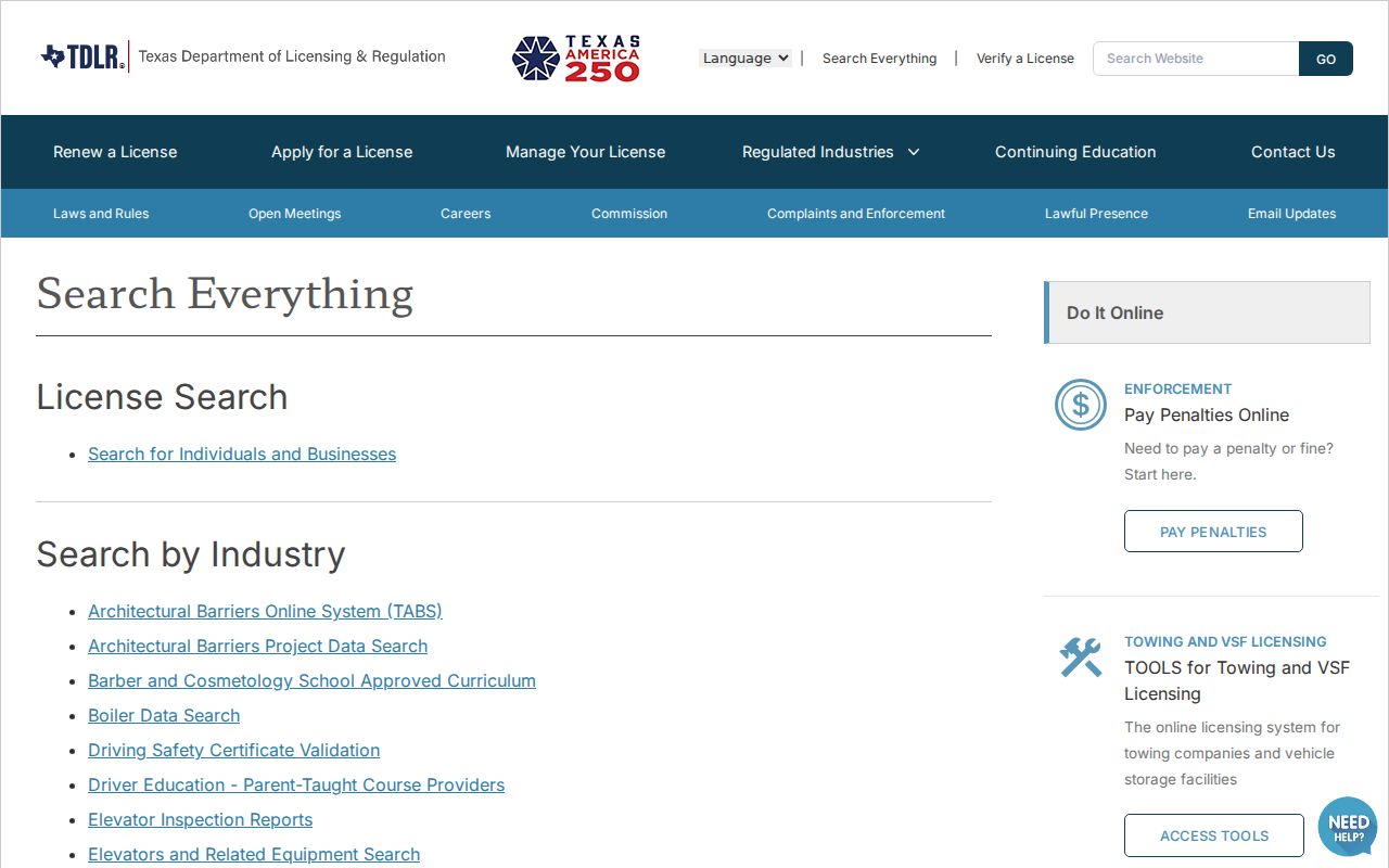 Atascocita resident lookup Texas TDLR license search options